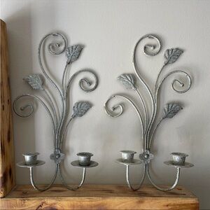 Shabby Chic Metal Wall Sconces Set of Two